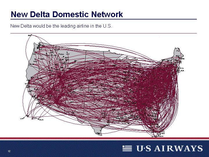 New Delta Domestic Network New Delta would be the leading airline in the U.S.
