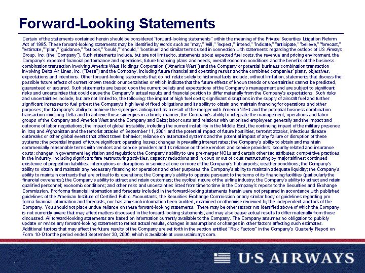Forward Looking Statements Certain of the statements contained herein should be considered "forward looking statements" within the meaning of the Private Securities Litigation Reform Act of 1995.