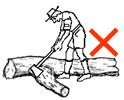 Keep the log between yourself and the cuts because if the axe slips it will be deflected away from you or be absorbed by the trunk.