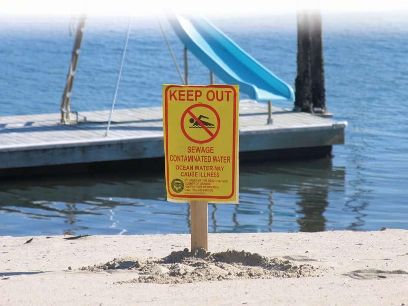 OCEAN AND BAY WATER CLOSURES DUE TO SEWAGE SPILLS When a known release of sewage is reported to the Ocean Water Protection Program, the ocean or bay water areas that may be affected by the sewage