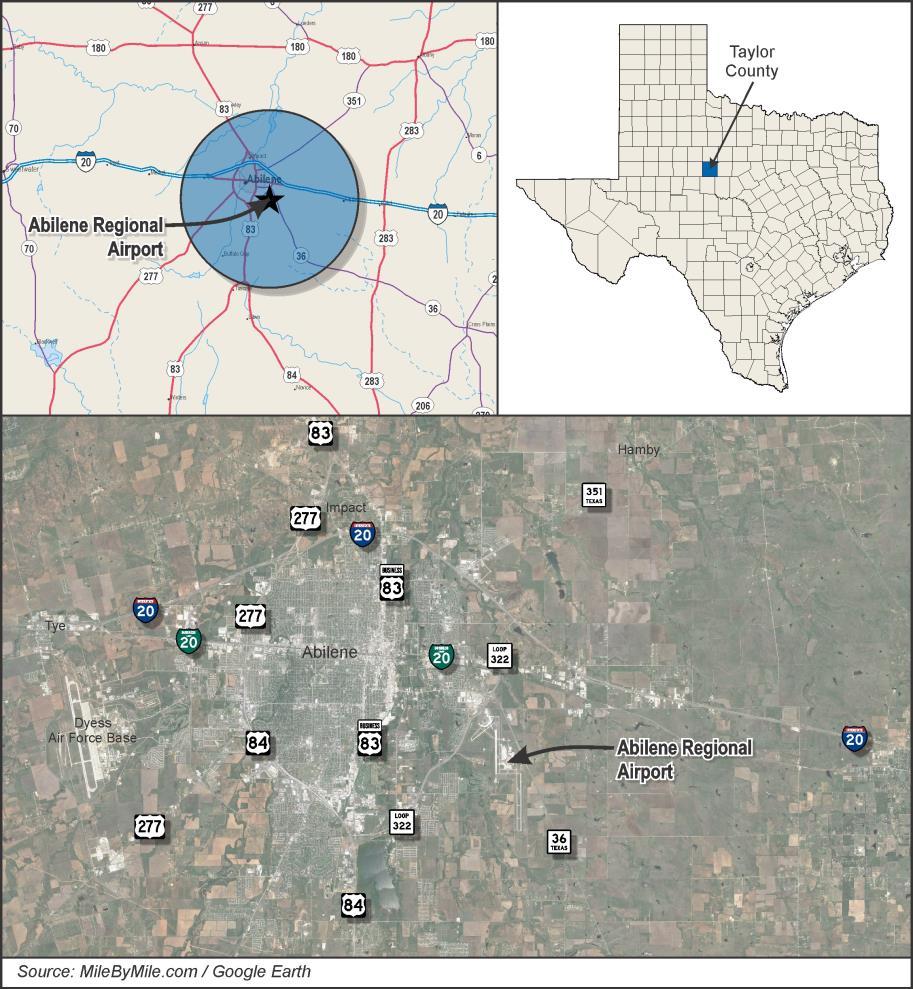 Airport Overview, Location, and History Abilene Regional Airport (ABI) is located 3 miles southeast of downtown Abilene.