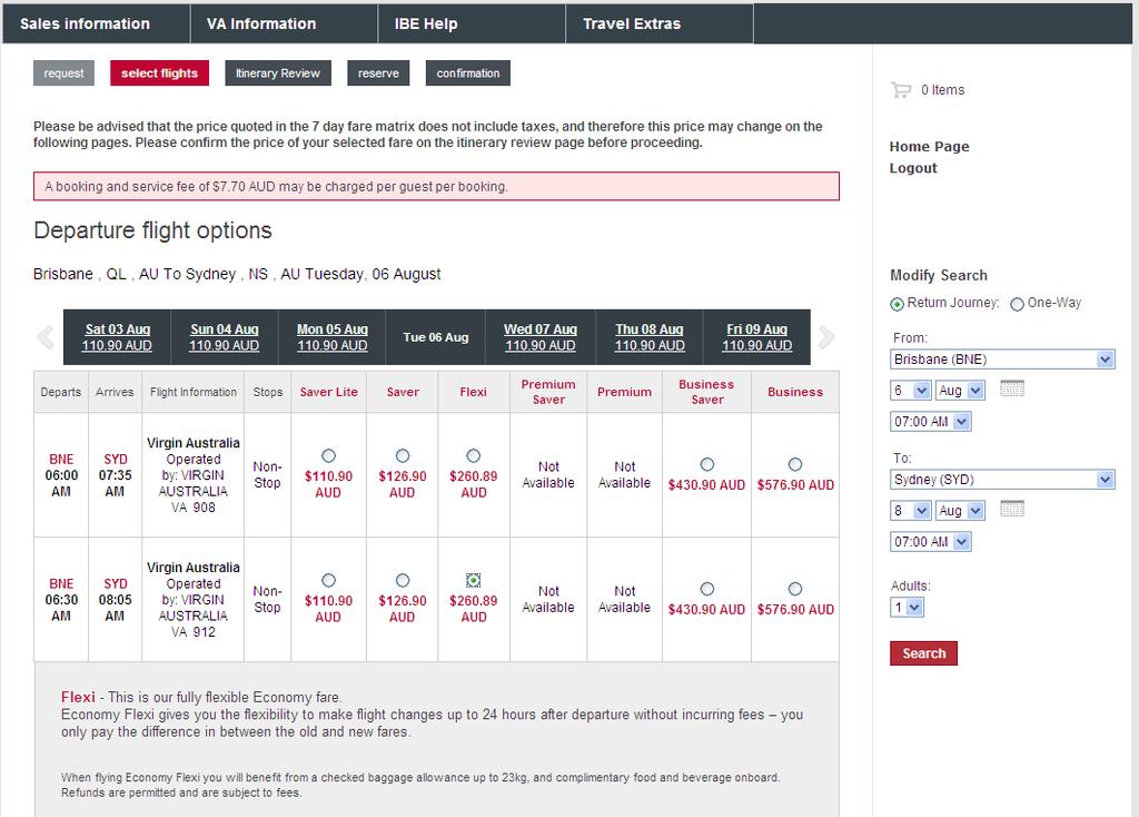 Enter the new flight search criteria for the sectors you wish to change Step 4 Select Flight Time and Fare Type Choose the new flight time and