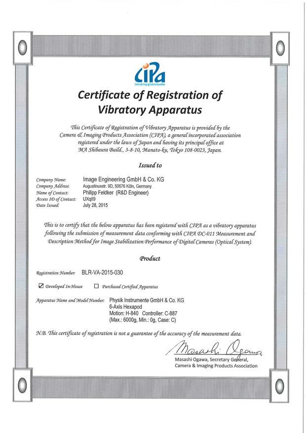 13 Appendix 13.3 CIPA Certificate The H-840.