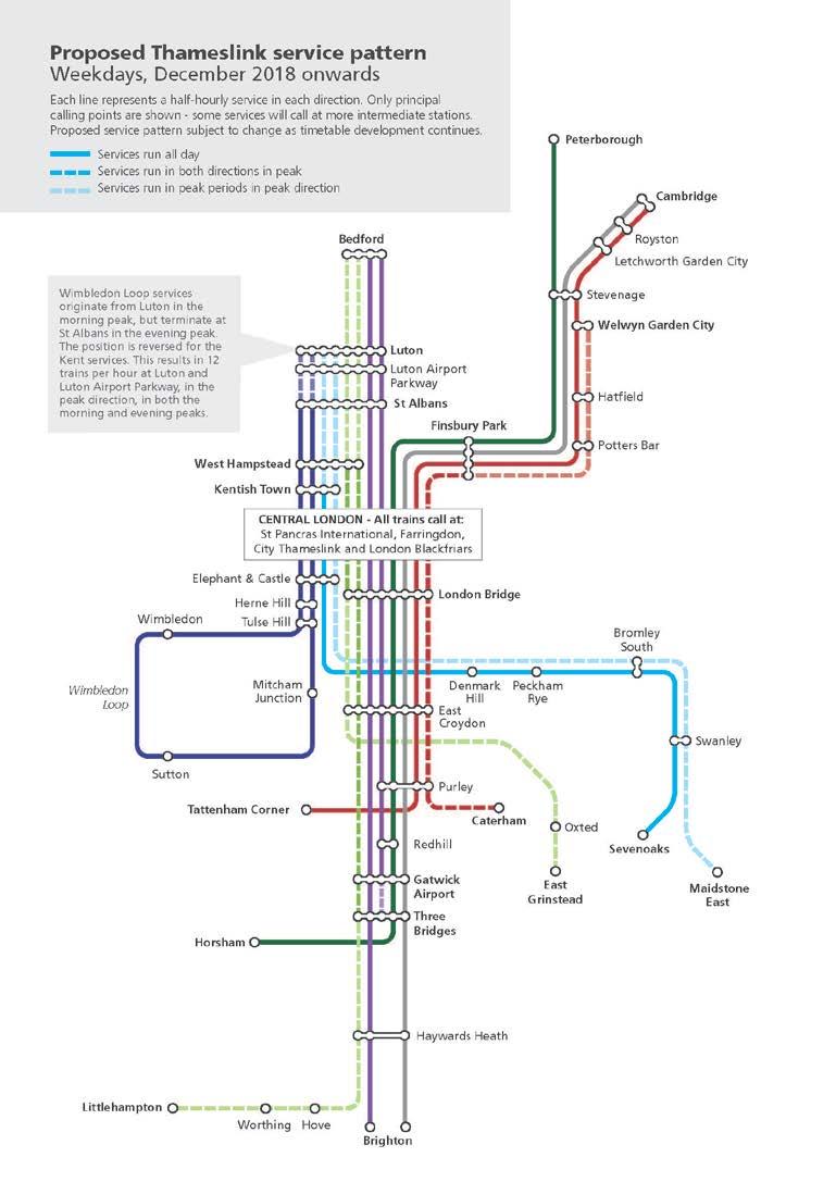 Proposed 2018 Thameslink service pattern The map below illustrates the new links that GTR propose to operate in 2018 once the final Thameslink Programme works are completed.