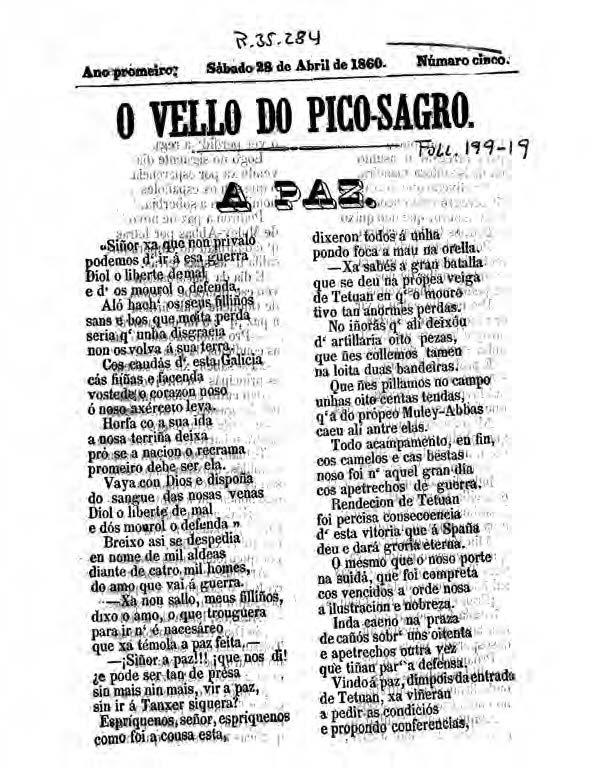 231 Henrique Neira Pereira O número dous A segunda entrega sae o 24 de marzo de 1860 e inclúe 318 versos.
