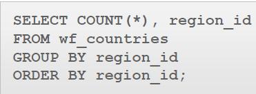 COUNT(*) Ovime će se izbrojati svi redovi u svakoj grupi regiona, bez potrebe za proverom koja kolona sadrži