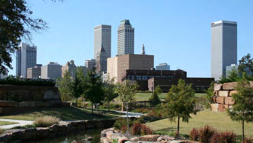 TULSA HIGHLIGHTS A view of the Tulsa skyline from Central Park, a new urban community located east of downtown.