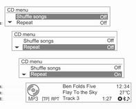 134 Infotainment sistem Prikazane informacije uključuju ime fajla, ime foldera i ID3 tag informacije sačuvane sa pesmom. Ako je MP3 (WMA) fajlovima dodata netačna ID3 tag informacija (npr.