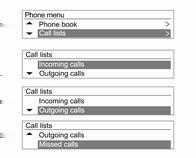 158 Infotainment sistem Meni telefona Liste poziva Provera, korišćenje ili brisanje kontakata.