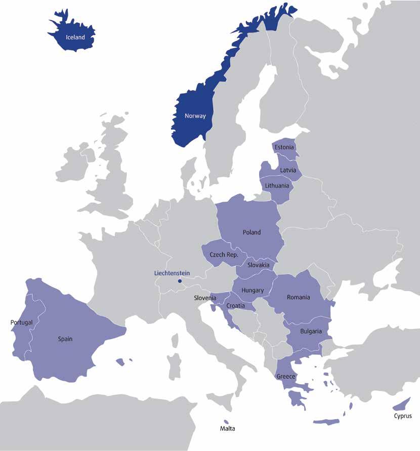 Total funding per country ( million) 2009-2014 Country EEA and Norway Grants Bulgaria 126.6 Croatia 9.6 Cyprus 7.85 Czech Republic 131.8 Estonia 48.6 Greece 63.4 Hungary 153.3 Latvia 73.