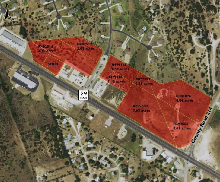 Existing Williamson CAD Tax Parcels Property Features Area of high residential development growth Situated at the entrance of Sundance Estates and Sundance Ranch Main thoroughfare location in Liberty
