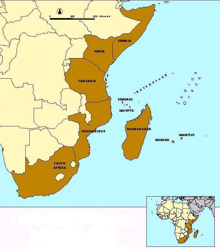 Western Indian Ocean Region East Africa mainland states Indian Ocean Islands states