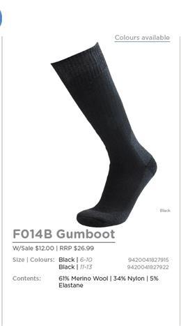 DARK DENIM GUMBOOT SOCKS 6-10 Style: 20650W Knitted with premium Merino Wool for Insulation, warmth and moisture