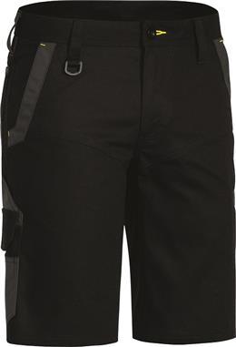 BISLEY FLEX & MOVE BLACK SHORTS Style: 21028W Curved waistband for better fit and to prevent gaping at back Front slant pockets RHS leg utility pocket with ruler, mobile phone, card and pen division