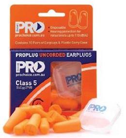 PROPLUG CLASS 5 PK10 + CASE EARPLUGS Style: 40577W Pro-Plug Disposable Un-corded earplugs, Class 5 SLC8027dB Disposable PU foam Hearing protection