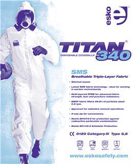 access to clothing underneath Durable and economical WHITE TITAN 340 DISPOSABLE OVERALLS Style: 30016W Latest SMS fabric technology - ideal for working in warmer weather
