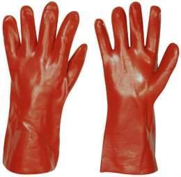 RED PVC 45CM GLOVE Style: 50024W Mens fully coated red PVC gauntlet glove 45cm in length Provides protection