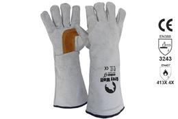 LEATHER GREY WOLF LEATHER WELDING GLOVE Style: 50006W High quality cow split leather for comfort and economy Reinforced palm to first finger for added durability Lined and