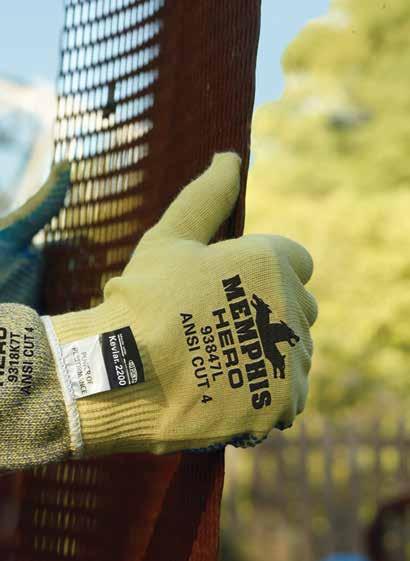 Hand Protection Category SHOWA 250 Gloves Features a blend of 13-gauge Kevlar stainless steel and polyester knit with sponge nitrile palm coating.