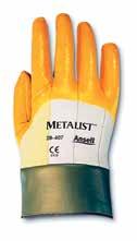 Flexible golden yellow nitrile coating provides excellent cut and abrasion resistance and superior grip without sacrificing dexterity.