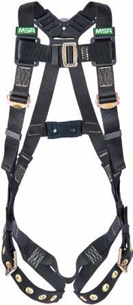 Page 165 Workman Arc Flash Harness Designed to protect a worker during a fall after an arc-flash exposure at 40 cal/ cm². Durable nylon material will not melt or drip in the event of an arc flash.