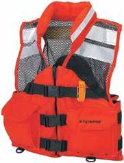 Category Water Safety Deck Hand Vests Heavy-duty flotation vest made with tough, nylon oxford outer shell and soft, lightweight mesh for ventilation.