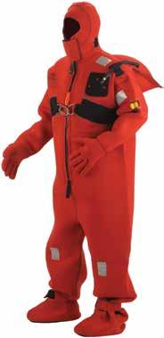 Fasten clothing to improve insulation and to minimize cold water flushing in and out beneath the clothing. If an immersion suit is available put it on over the warm clothing.