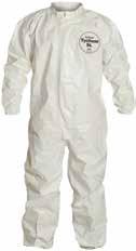 Provides protection against a broad spectrum of chemicals, hazardous particles and liquids. Strong fabric reduces risk of tears and abrasions. Zipper front with storm flap. White.