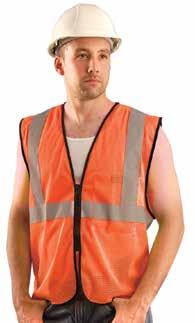 Secures with front hook-and-loop closure. ANSI 107-2010 Class 2 High-Visibility Apparel compliant.