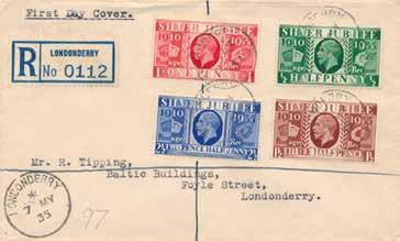 FC049N 100 7th May 1935 Silver Jubilee of King George V, plain typed cover, registered with a clear Londonderry CDS 