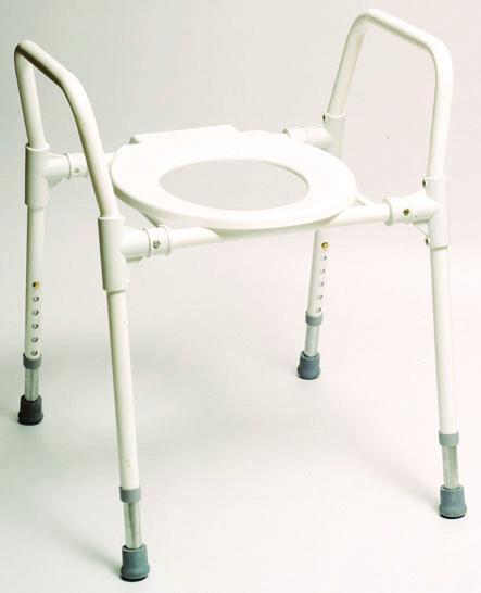 Designed to assist the patient lower onto and rise from the toilet.