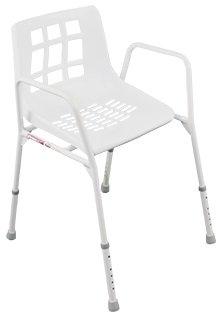 8kg 03508 420mm W x 425-615mm H Aspire Shower Stool Broad Aluminium 2 Lightweight, aluminium, frame 2 Increased width between armrests (525mm) 2 Height adjustable removable seat 2 User weight limit