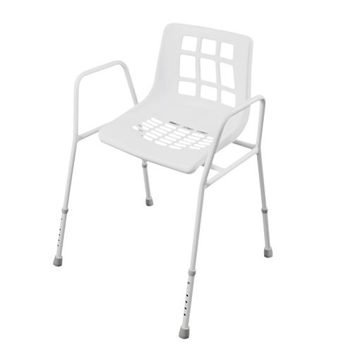Shower Stools & Chairs Extra Wide Shower Chair 2 Powder-coated steel frame with height adjustable plastic seat 2 Moulded, contoured, wider seat for