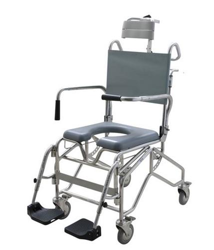 Tilt-in-Space Shower Commode 2 Attendant-propelled 2 Tilts to 35 degrees 2 Suitable for use over the toilet, as a commode or in the shower 2 Swing back arms for side transfers 2 Rack and pan easily