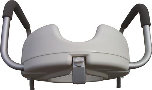 2 User weight limit 295kg Hire 03132 600mm W x 430-570mm H (seat) Available Toilet Seat Raiser 2 Installed onto toilet bowl in place of existing seat 2 Increases existing toilet seat height 2 Moulded