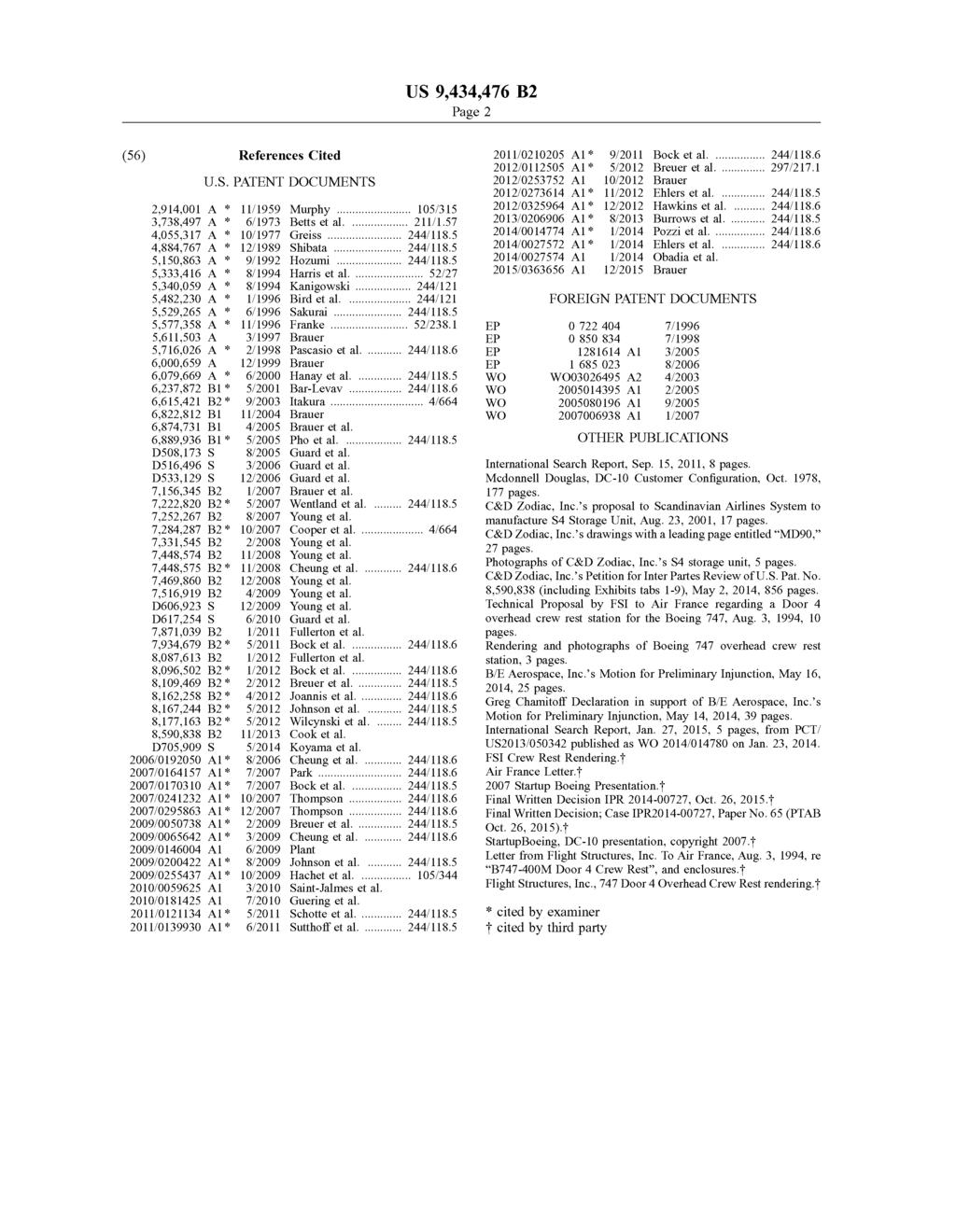 Page 2 (56) References Cited 2011/0210205 A1 * 9/2011 Bock et al.... 244/118.6 2012/01 12505 A1 * 5/2012 Breuer et al.... 297/217.1 U.S. PATENT DOCUMENTS 2012/025.