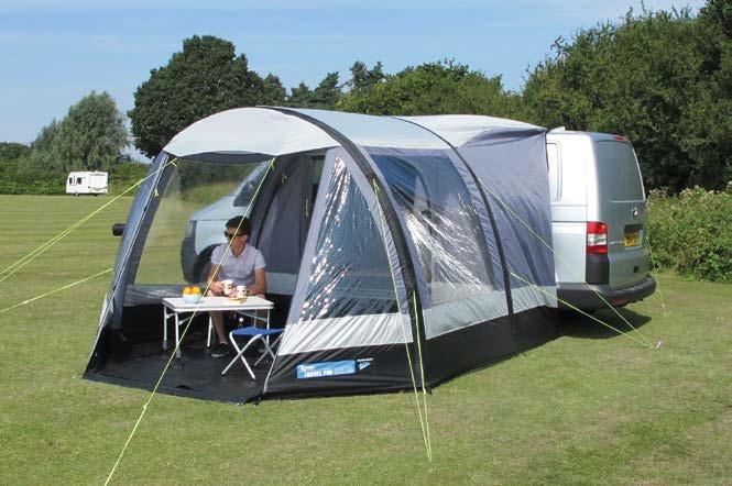 Despite its name, the Travel Pod Mini AIR has a large living area and an optional two berth inner tent can be fitted. The awning comes complete with a fully waterproof clip-in groundsheet.