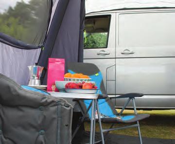 The Cross AIR comes with a clip-in groundsheet that can be used when required and features large windows, with blinds for added privacy, and mesh panels for ventilation.