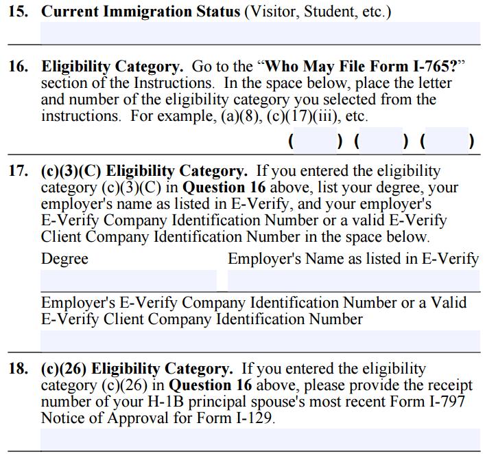 Item #14: Manner f Last Entry Status yu received when entering the U.S. If yu entered the U.S. with an I-20 as a student write, F-1 Student.