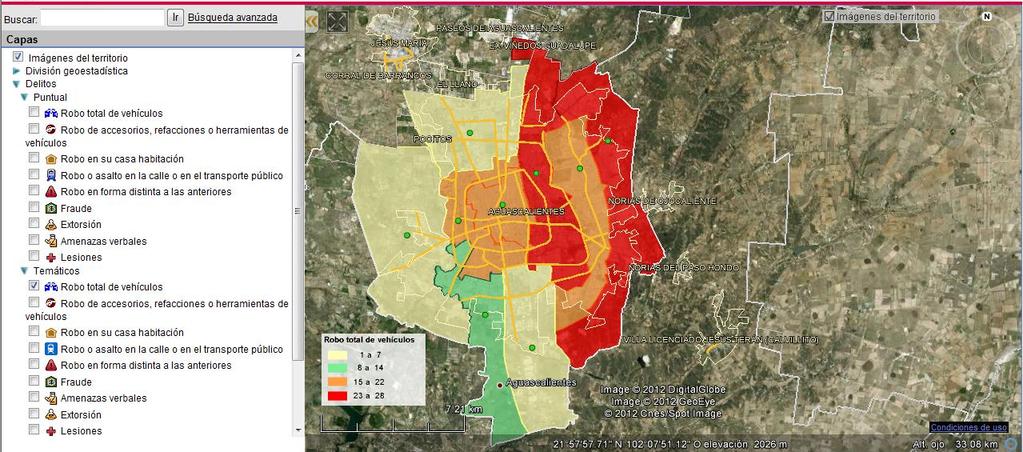 Zone map: Total vehicle theft Two zones concentrate