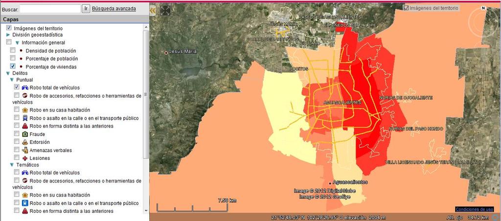 Zones map: Percentage of housing 66% of the housing are in three zones located