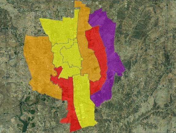 Zones map: Number of inhabitants per schooll The most populated areas have less access