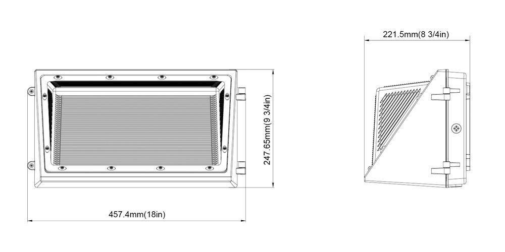 8100Lm Titac Large LED Wall Pack Fixture SIZE: 18 x9.75 x8.