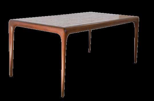 211 Stone Top Dining Table Designed 1955 Finish: Clear Satin Available with Travertine or Walnut Top W 78 x D 42