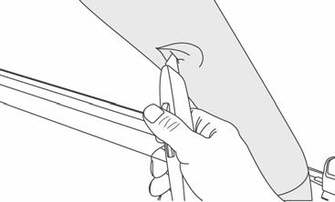 Hook the end of the strap under the beltrail and slide it under the door surround. Pull the strap tight.