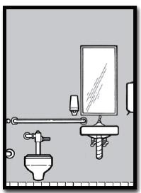 M12. If a mirror is provided, is the bottom of the reflecting surface no higher than 40 inches above the floor or is a full length mirror provided? [ADA Standards 4.19.6] M13.
