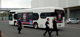 Our shuttle buses cruise the grounds along regular routes, displaying 3-sided ads (left, right and back side)