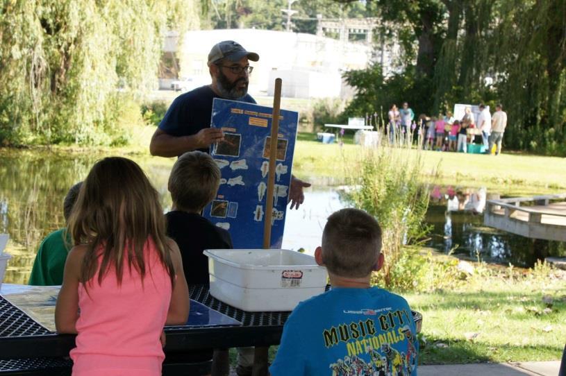 Members of the committees work collaboratively on grant writing and reporting, water quality monitoring, education and Joe Exl, NIRPC, teaches about water quality at Trail Creek Week outreach,