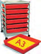 Gratnells storage trolleys come in single, double or treble unit frames, holding four different heights of our world-famous, super-strong trays.