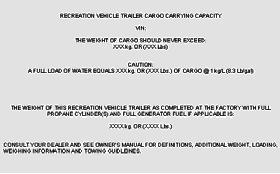 JAYCO TOWABLE SECTION 3 - PRE-TRAVEL INFORMATION Fig 3.3 Trailer Weight Information label You may question the total weight capacity of the tires on your RV being less than the GVWR; this is correct.
